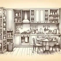 Кухня - карандашный рисунок