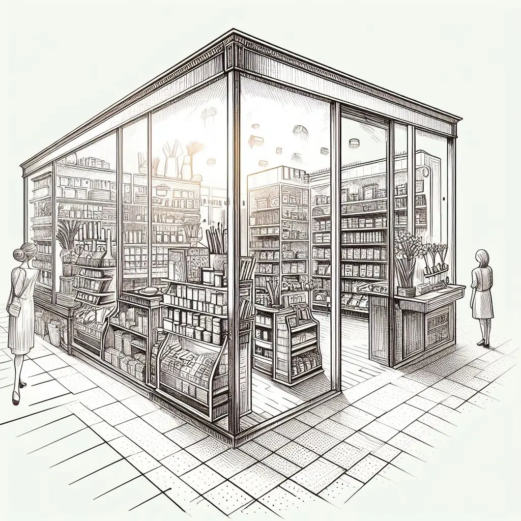 Карандашный рисунок магазина
